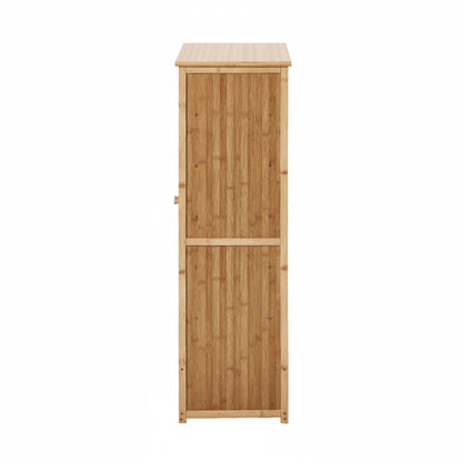 Oikiture Shoe Storage Cabinet 3 Doors Bamboo Shoe Shelf Beige-Shoe Storage Cabinet-PEROZ Accessories