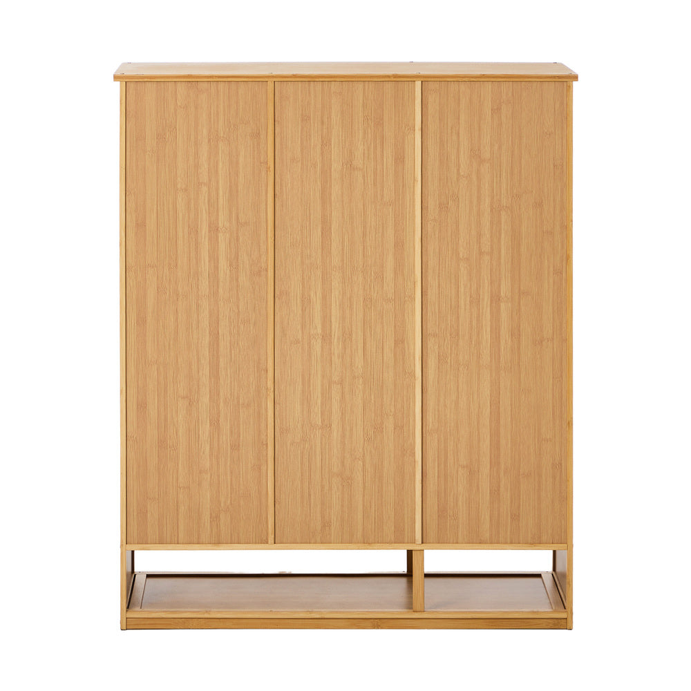 Oikiture Shoe Storage Cabinet 3 Doors Bamboo Shoe Shelf Beige-Shoe Storage Cabinet-PEROZ Accessories