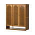 Oikiture Shoe Storage Cabinet 3 Doors Bamboo Shoe Shelf Brown-Shoe Storage Cabinet-PEROZ Accessories