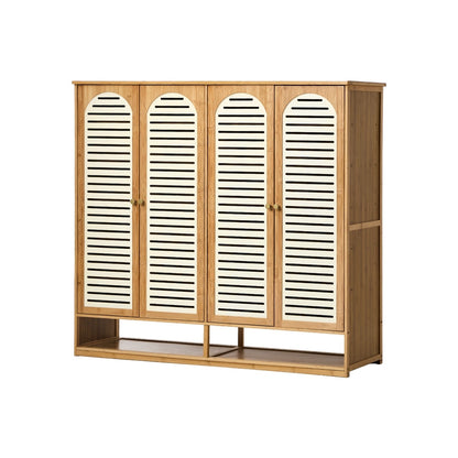 Oikiture Shoe Storage Cabinet 4 Doors Bamboo Shoe Shelf Beige-Shoe Storage Cabinet-PEROZ Accessories