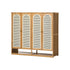 Oikiture Shoe Storage Cabinet 4 Doors Bamboo Shoe Shelf Beige-Shoe Storage Cabinet-PEROZ Accessories