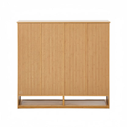 Oikiture Shoe Storage Cabinet 4 Doors Bamboo Shoe Shelf Beige-Shoe Storage Cabinet-PEROZ Accessories