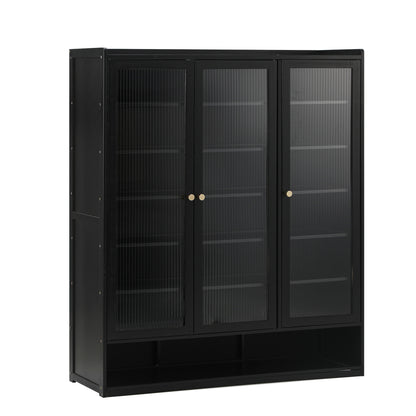 Oikiture Shoe Cabinet 3 Doors Shelf Black-Shoe Storage Cabinetss-PEROZ Accessories