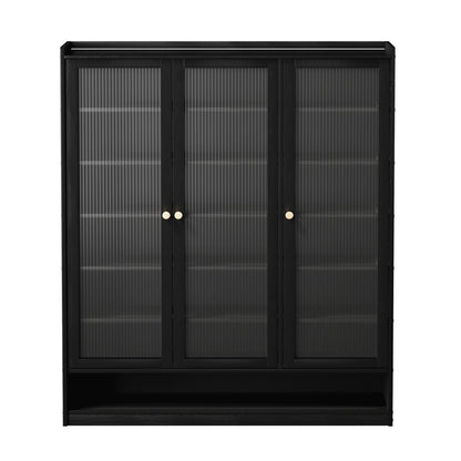 Oikiture Shoe Cabinet 3 Doors Shelf Black-Shoe Storage Cabinetss-PEROZ Accessories