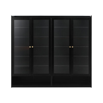 Oikiture Shoe Storage Cabinet 4 Doors Shelf Black-Shoe Storage Cabinet-PEROZ Accessories