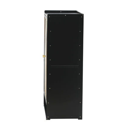 Oikiture Shoe Storage Cabinet 2 Doors Rattan Black-Shoe Storage Cabinetss-PEROZ Accessories