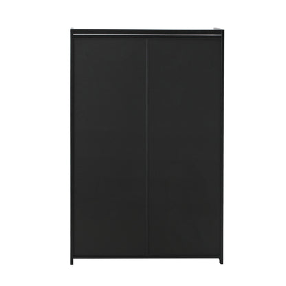 Oikiture Shoe Storage Cabinet 2 Doors Rattan Black-Shoe Storage Cabinetss-PEROZ Accessories