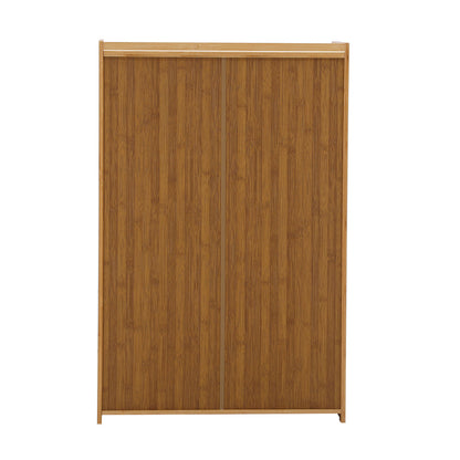 Oikiture Shoe Storage Cabinet 2 Doors Rattan Brown-Shoe Storage Cabinetss-PEROZ Accessories