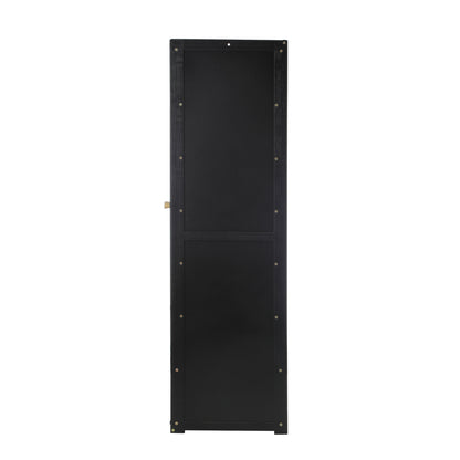 Oikiture Shoe Storage Cabinet 4 Doors Rattan Black-Shoe Storage Cabinetss-PEROZ Accessories