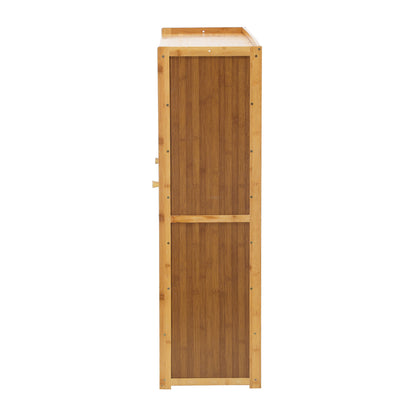 Oikiture Shoe Storage Cabinet 4 Doors Rattan Brown-Shoe Storage Cabinetss-PEROZ Accessories