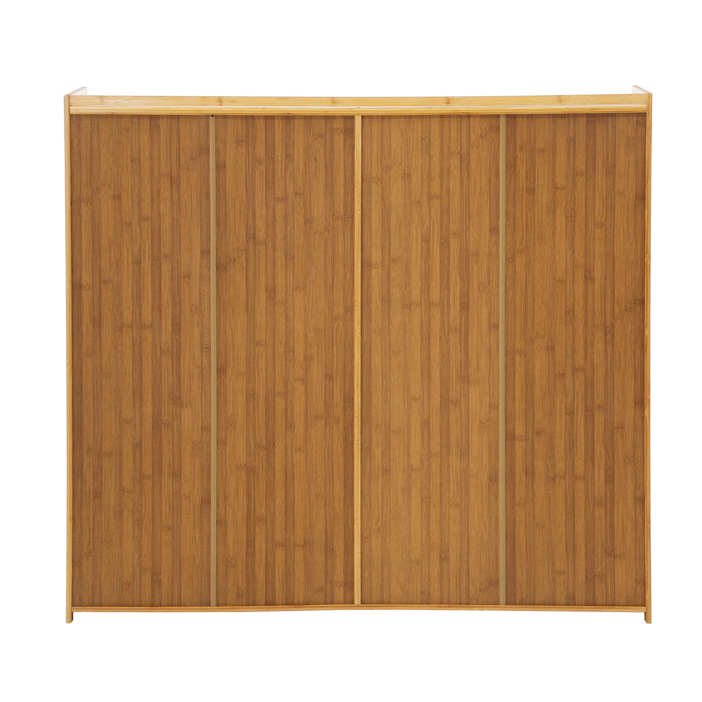 Oikiture Shoe Storage Cabinet 4 Doors Rattan Brown-Shoe Storage Cabinetss-PEROZ Accessories