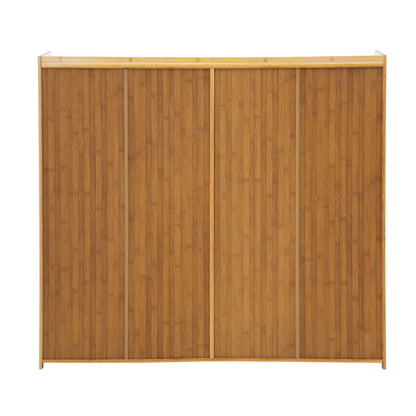 Oikiture Shoe Storage Cabinet 4 Doors Rattan Brown-Shoe Storage Cabinetss-PEROZ Accessories