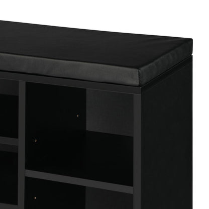 Oikiture Shoe Bench 105cm Shoe Storage Cabinet Orgaiser Rack Storage Shelf Black-Shoe Bench-PEROZ Accessories