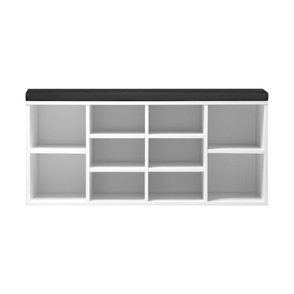 Oikiture Shoe Bench 105cm Shoe Storage Cabinet Orgaiser Rack Storage Shelf Black and White-Shoe Bench-PEROZ Accessories