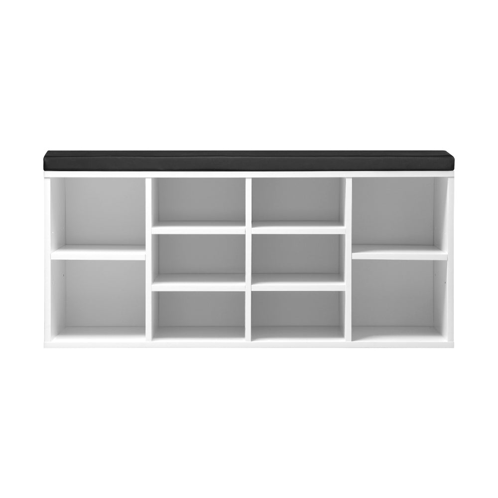 Oikiture Shoe Bench 105cm Shoe Storage Cabinet Orgaiser Rack Storage Shelf Black and White-Shoe Storage Cabinets-PEROZ Accessories