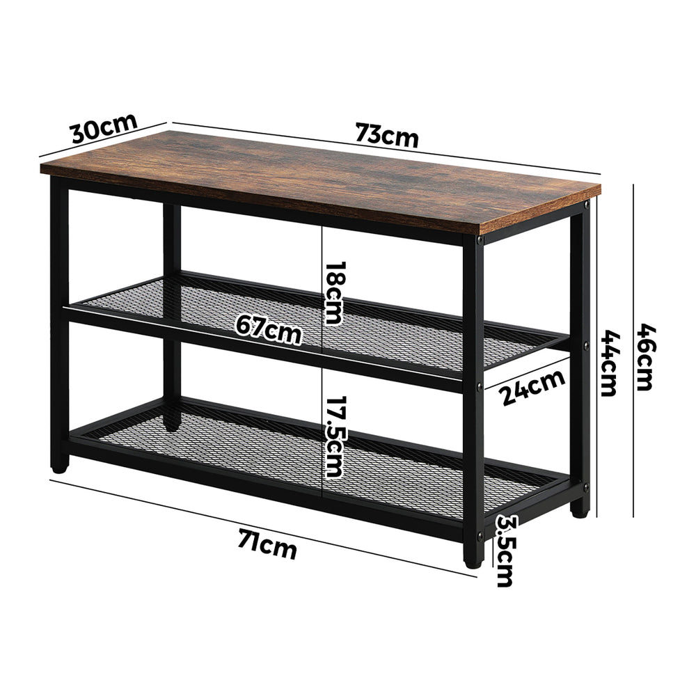 Oikiture Shoe Cabinet Bench Shoes Rack Shelf Storage 3-Tier Industrial Furniture-Shoe Storage Cabinets-PEROZ Accessories