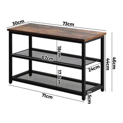 Oikiture Shoe Cabinet Bench Shoes Rack Shelf Storage 3-Tier Industrial Furniture-Shoe Storage Cabinets-PEROZ Accessories