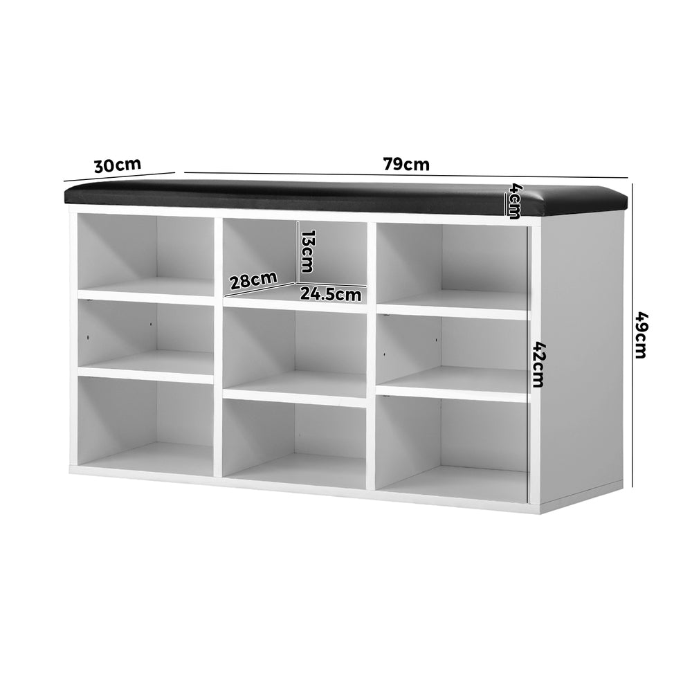 Oikiture Shoe Cabinet Bench Organiser Shoe Rack Storage Padded Seat Wooden Shelf-Shoe Storage Cabinets-PEROZ Accessories