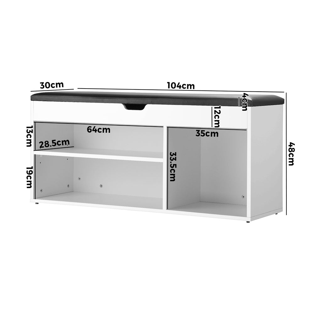Oikiture Shoe Cabinet Bench Shoe Storage Rack PU Padded Seat Organiser Shelf-Shoe Storage Cabinets-PEROZ Accessories