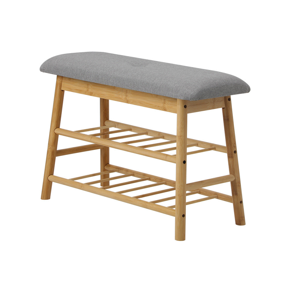 Oikiture Shoe Storage Bench Bamboo 70cm-Shoe Bench-PEROZ Accessories
