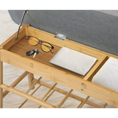Oikiture Shoe Storage Bench Bamboo 90cm-Shoe Bench-PEROZ Accessories