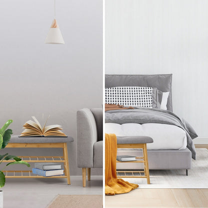 Oikiture Shoe Storage Bench Bamboo 90cm-Shoe Bench-PEROZ Accessories