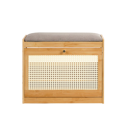 Oikiture Shoe Storage Bench Bamboo Organiser Shelf with Seat 50cm-Shoe Bench-PEROZ Accessories