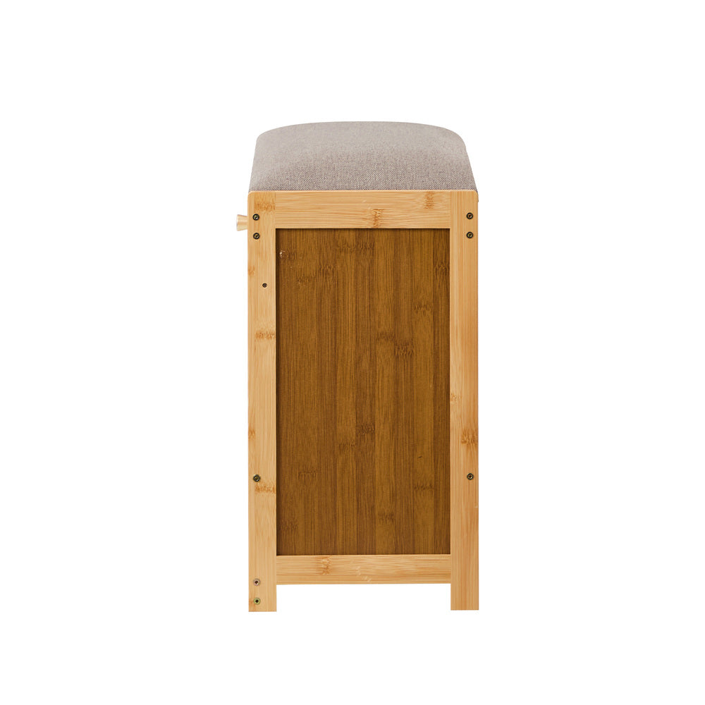 Oikiture Shoe Storage Bench Bamboo Organiser Shelf with Seat 50cm-Shoe Bench-PEROZ Accessories