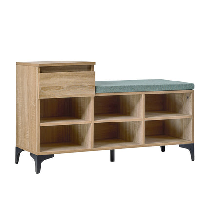 Oikiture Shoe Cabinet Bench Storage Drawer 6 Shelves Polyester Seat-Shoe Storage Cabinet-PEROZ Accessories
