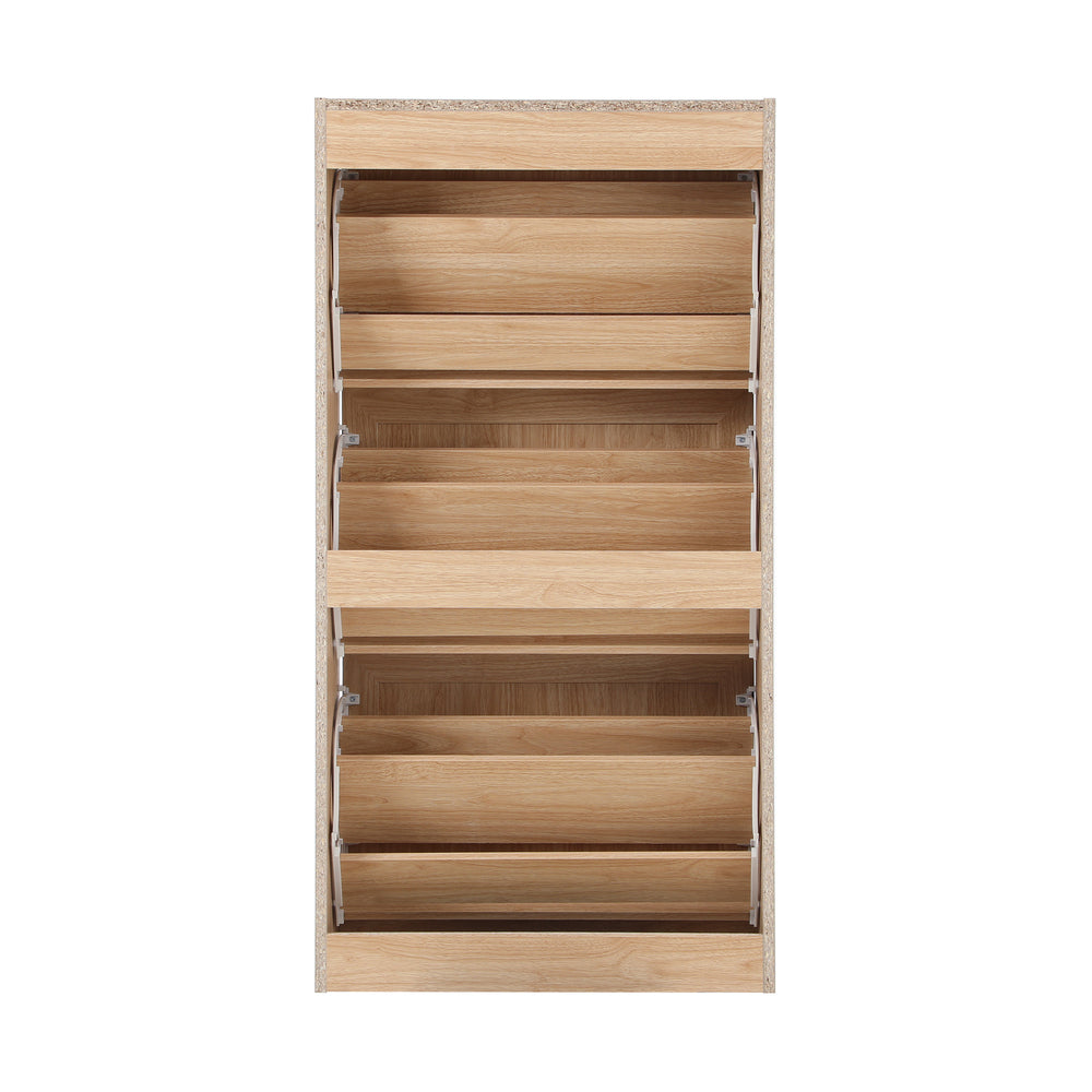 Oikiture Shoe Cabinet Storage 3 Doors Shoes Rack Organiser Rattan Shelf 45 Pairs-Shoe Storage Cabinets-PEROZ Accessories