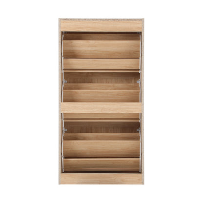 Oikiture Shoe Cabinet Storage 3 Doors Shoes Rack Organiser Rattan Shelf 45 Pairs-Shoe Storage Cabinets-PEROZ Accessories