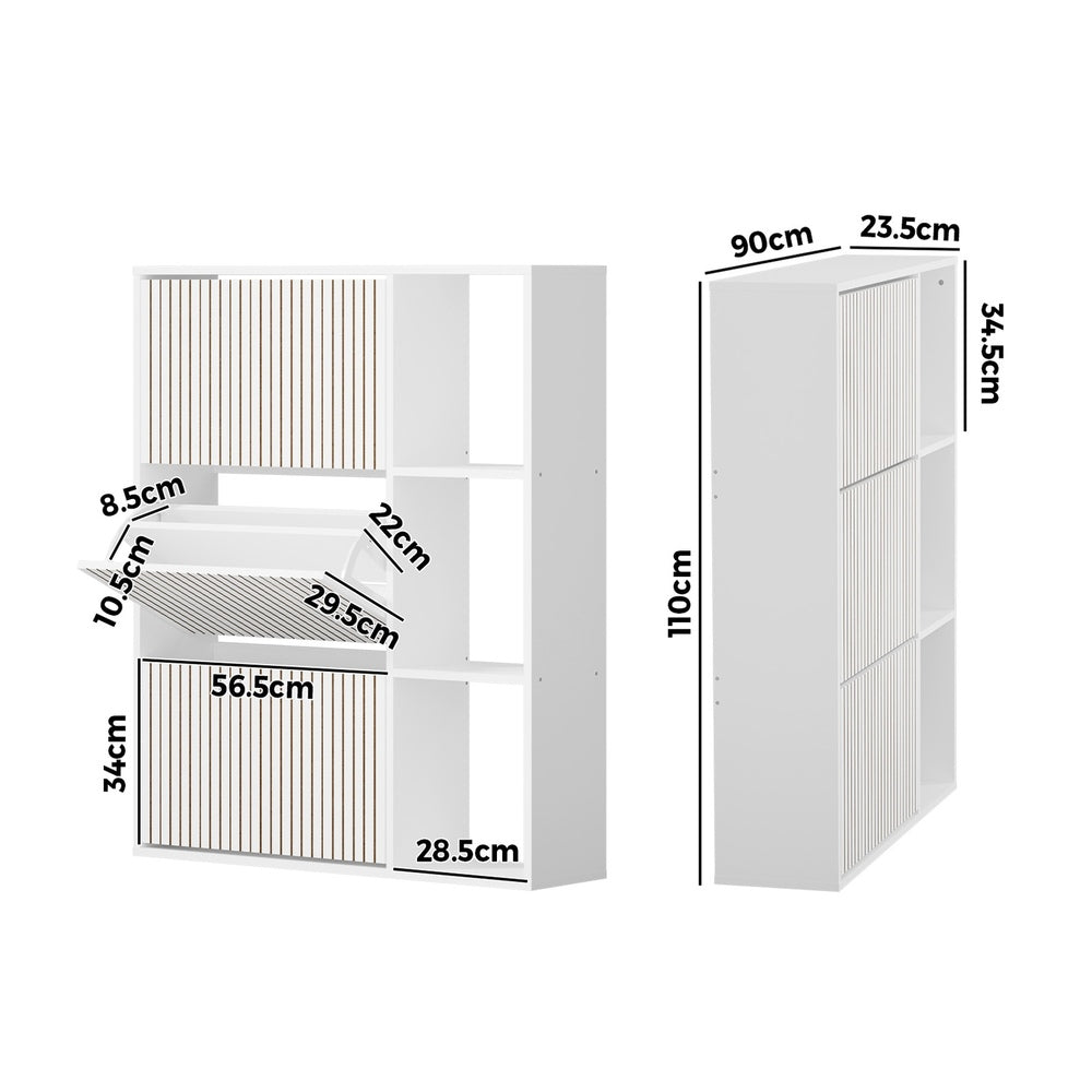 Oikiture Shoe Rack Storage Cabinet with Display Shelves White-Shoe Storage Cabinet-PEROZ Accessories