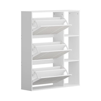 Oikiture Shoe Rack Storage Cabinet with Display Shelves White-Shoe Storage Cabinet-PEROZ Accessories
