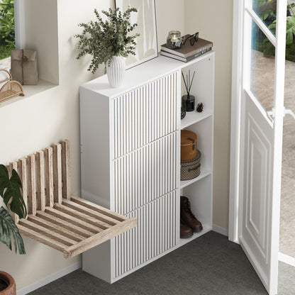 Oikiture Shoe Rack Storage Cabinet with Display Shelves White-Shoe Storage Cabinet-PEROZ Accessories