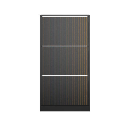 Oikiture Shoe Rack Storage Cabinet 3 Compartments Black-Shoe Storage Cabinet-PEROZ Accessories