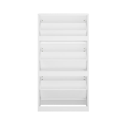 Oikiture Shoe Rack Storage Cabinet 3 Compartments White-Shoe Storage Cabinet-PEROZ Accessories