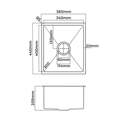 Welba Kitchen Sink Basin Stainless Steel Bathroom Laundry Single Nano 44X38CM-Stainless Steel Sink-PEROZ Accessories
