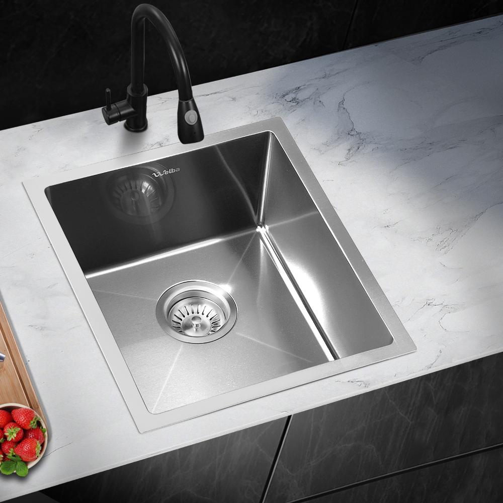Welba Kitchen Sink Stainless Steel Bathroom Laundry Basin Single Silver 44X38CM-Stainless Steel Sink-PEROZ Accessories