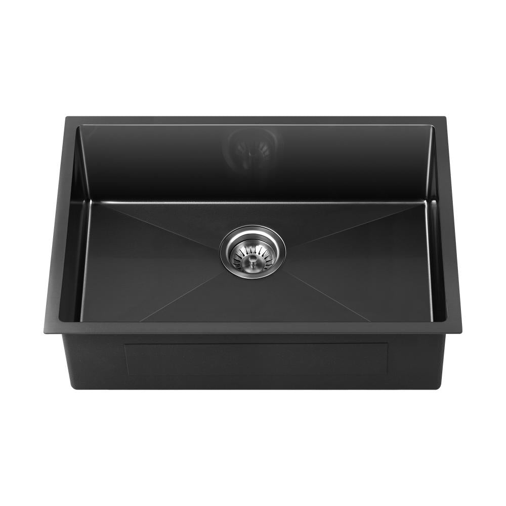 Welba Kitchen Sink Stainless Steel Bathroom Laundry Basin Single Black 60X45CM-Stainless Steel Sink-PEROZ Accessories