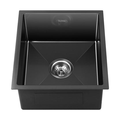 Welba 44X38CM Stainless Steel Sink Single Bowl with Waste Black-Stainless Steel Sink-PEROZ Accessories