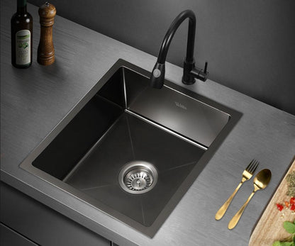Welba 44X38CM Stainless Steel Sink Single Bowl with Waste Black-Stainless Steel Sink-PEROZ Accessories
