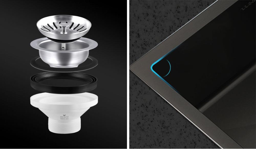 Welba 44X38CM Stainless Steel Sink Single Bowl with Waste Black-Stainless Steel Sink-PEROZ Accessories