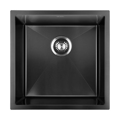 Welba 44X44CM Stainless Steel Sink Single Bowl with Waste Black-Stainless Steel Sink-PEROZ Accessories