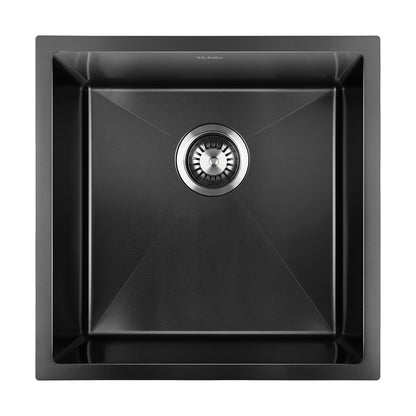 Welba 44X44CM Stainless Steel Sink Single Bowl with Waste Black-Stainless Steel Sink-PEROZ Accessories
