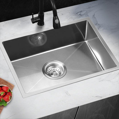 Welba 45X30CM Stainless Steel Sink Single Bowl with Waste Silver-Stainless Steel Sink-PEROZ Accessories