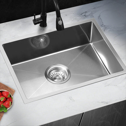 Welba 45X30CM Stainless Steel Sink Single Bowl with Waste Silver-Stainless Steel Sink-PEROZ Accessories