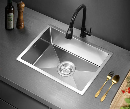 Welba 45X30CM Stainless Steel Sink Single Bowl with Waste Silver-Stainless Steel Sink-PEROZ Accessories