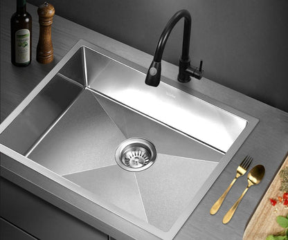 Welba 60X45CM Stainless Steel Sink Single Bowl with Waste Silver-Stainless Steel Sink-PEROZ Accessories