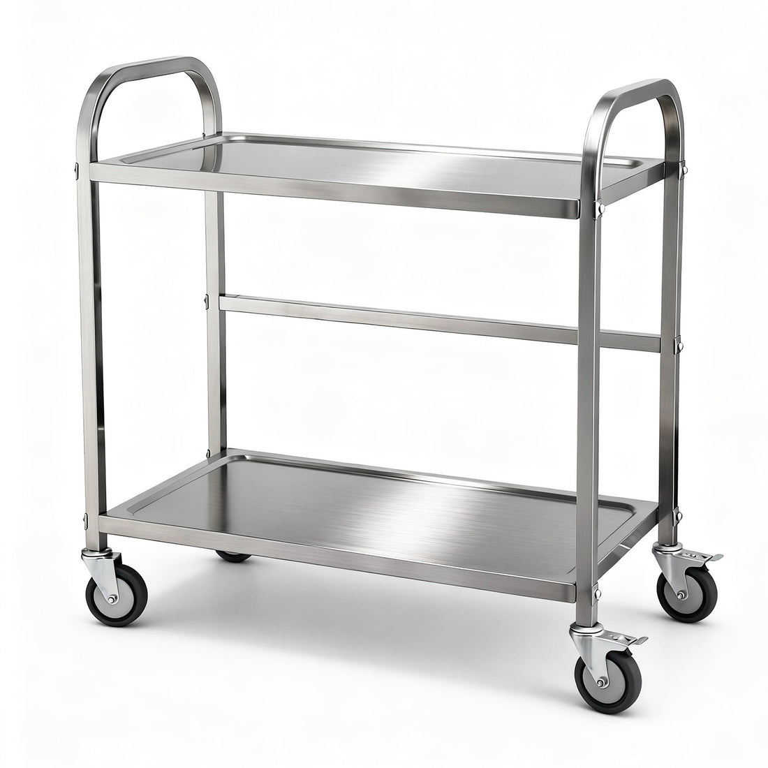 Cefito 2-Tier Stainless Steel Kitchen Trolley with Wheels 84x56x98cm-Furniture > Dining > Kitchen Sinks-PEROZ Accessories