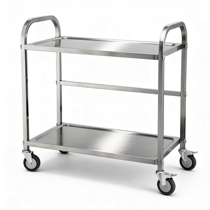 Cefito 2-Tier Stainless Steel Kitchen Trolley with Wheels 84x56x98cm-Furniture > Dining > Kitchen Sinks-PEROZ Accessories